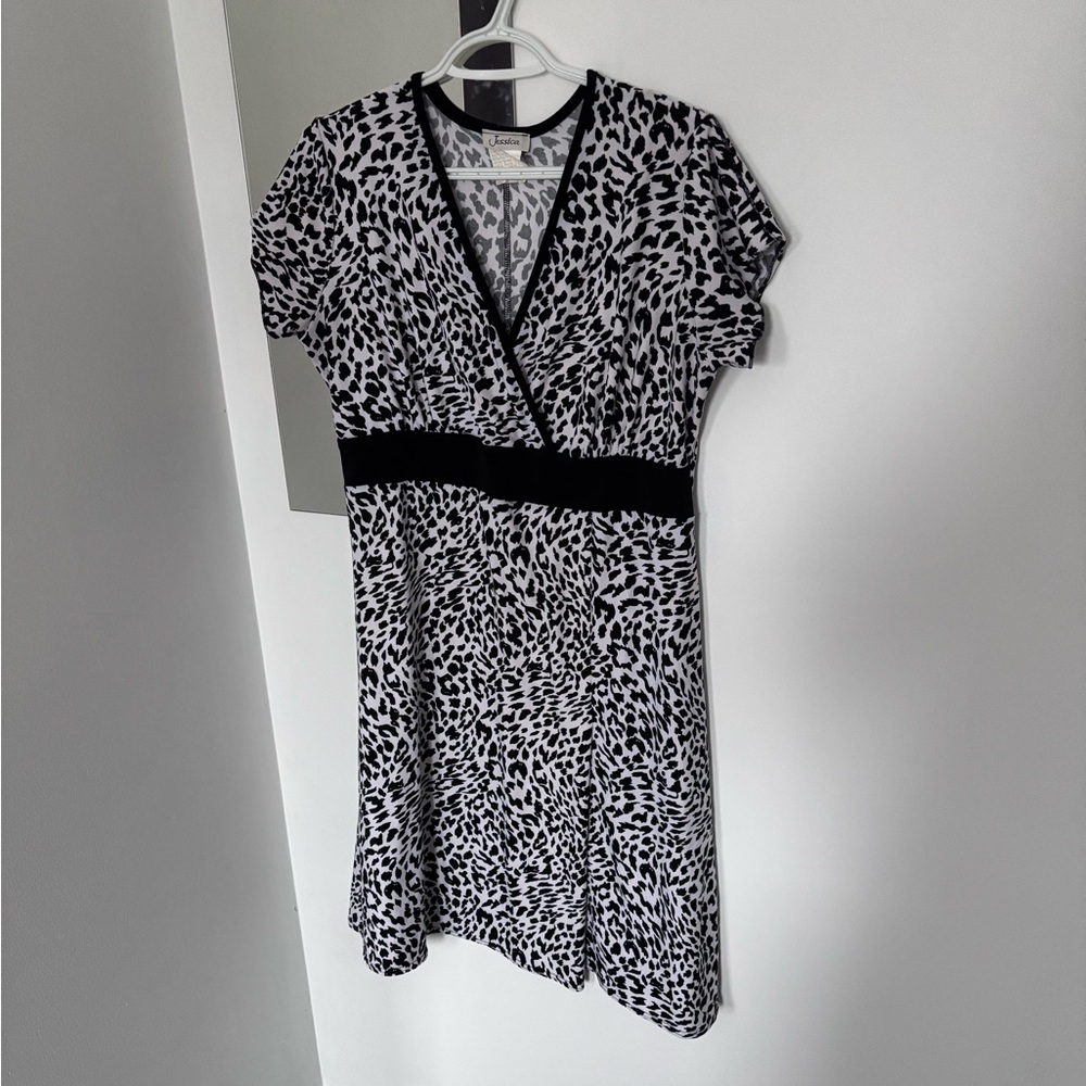 Jessica Black and White Patterned Midi Dress